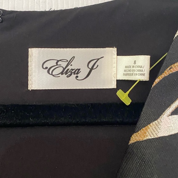 ELIZA J Floral Jacquard Fit Flare Sleeveless Black White Dress 8 - Picture 7 of 12